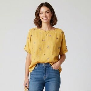 Cynthia Rowley floral embroidered top size small